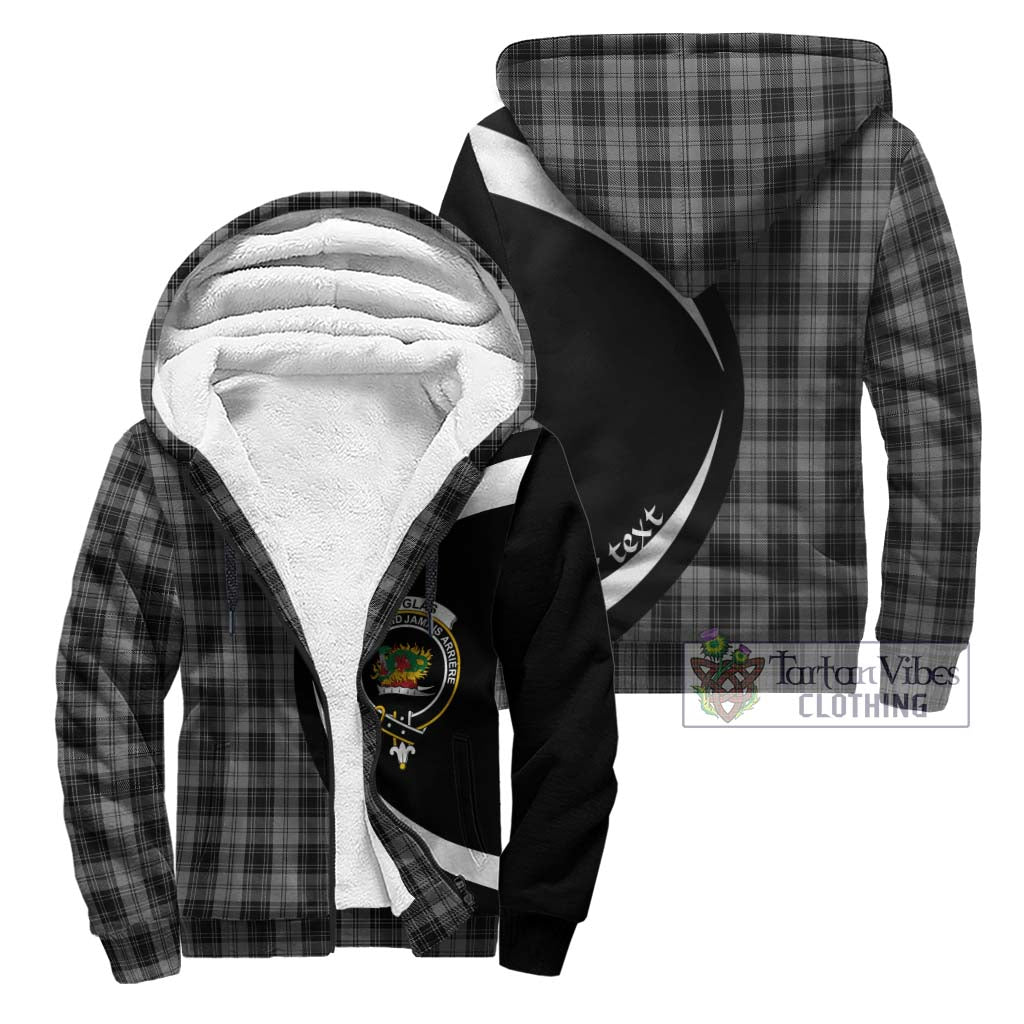 Douglas Grey Tartan Sherpa Hoodie with Family Crest Circle Style Unisex - Tartan Vibes Clothing