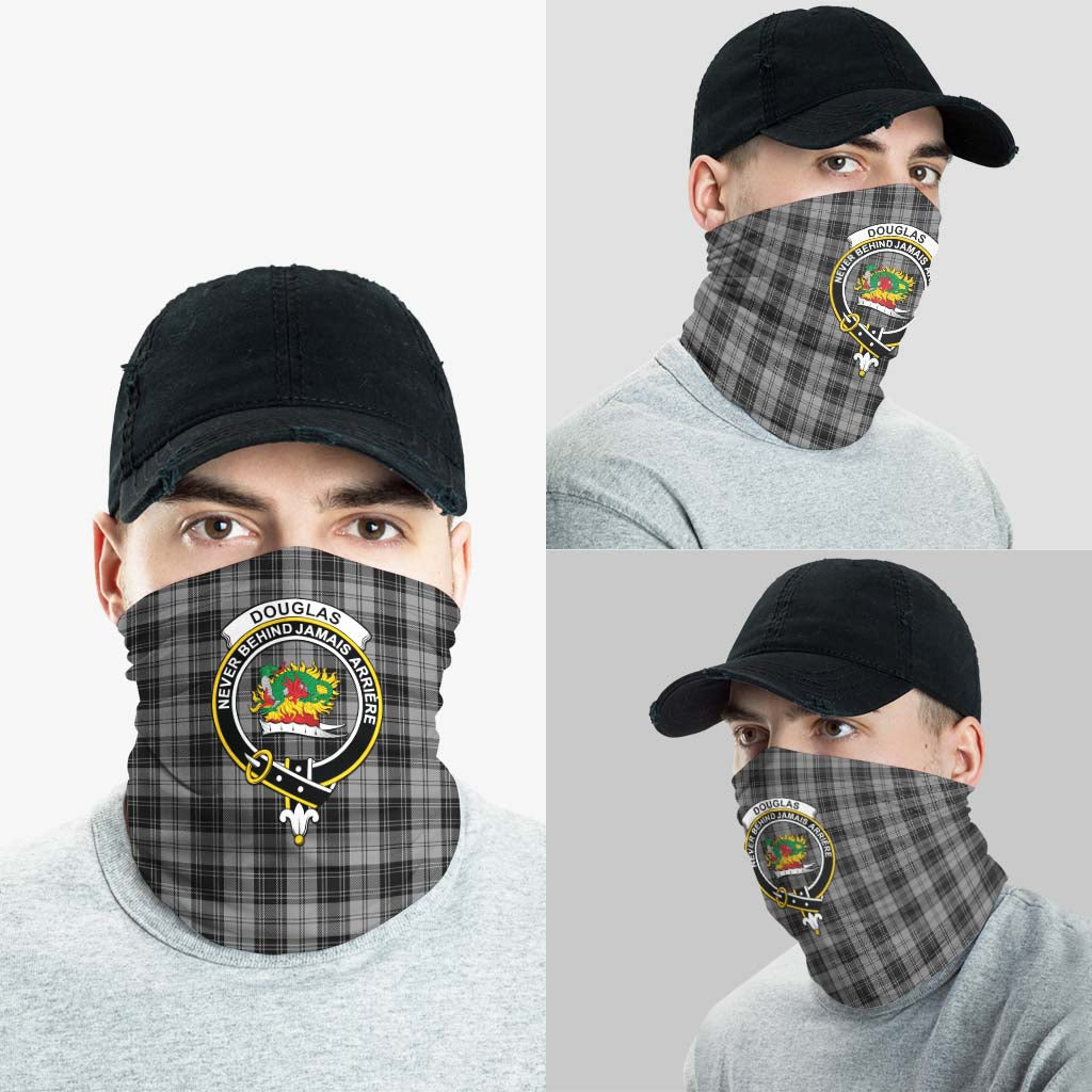 Douglas Grey Tartan Neck Gaiters, Tartan Bandanas, Tartan Head Band with Family Crest