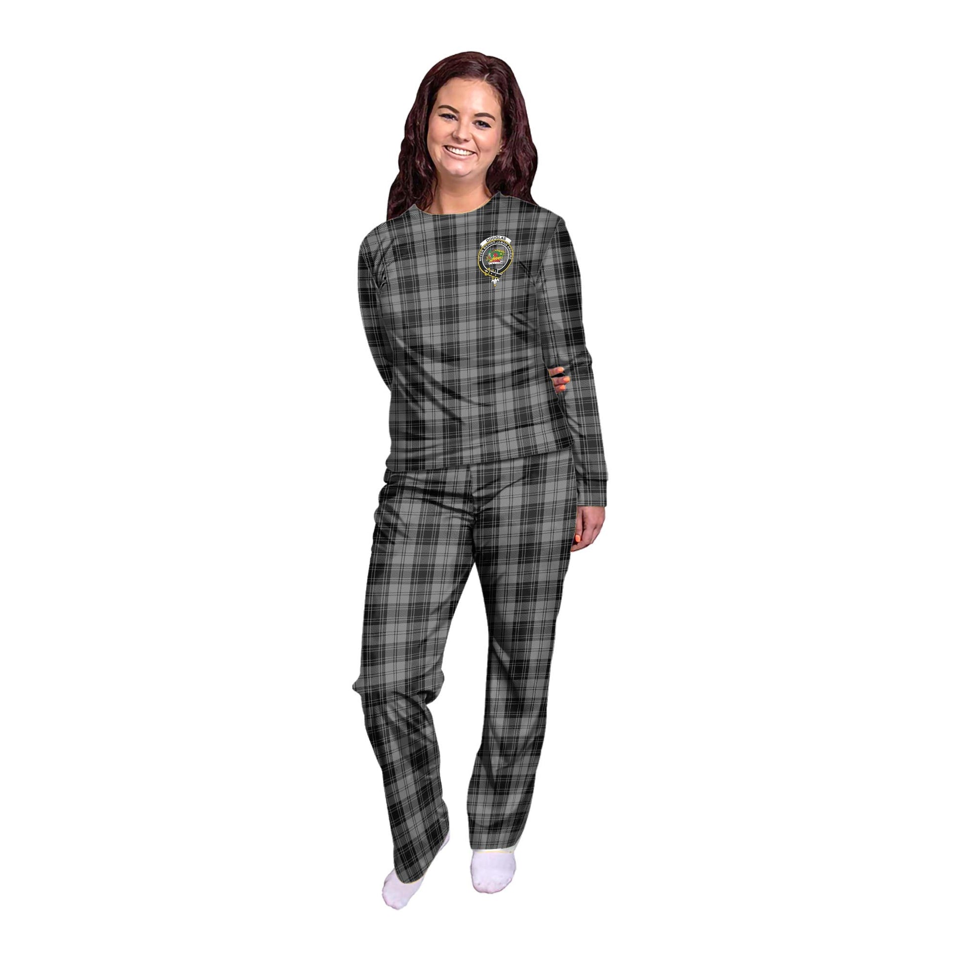 Douglas Grey Tartan Pajamas Family Set with Family Crest - Tartan Vibes Clothing