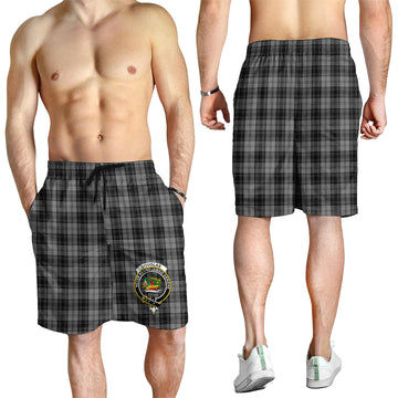 Douglas Grey Tartan Mens Shorts with Family Crest