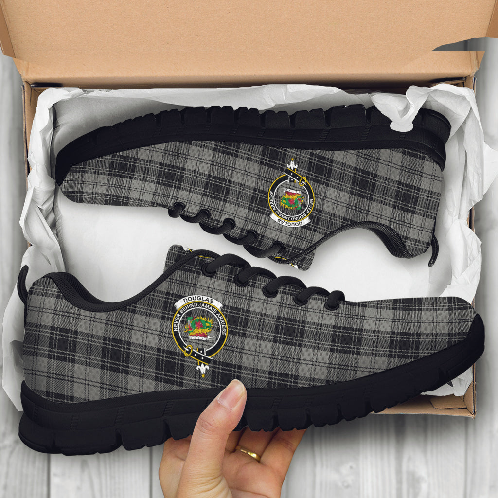 Douglas Grey Tartan Sneakers with Family Crest - Tartan Vibes Clothing