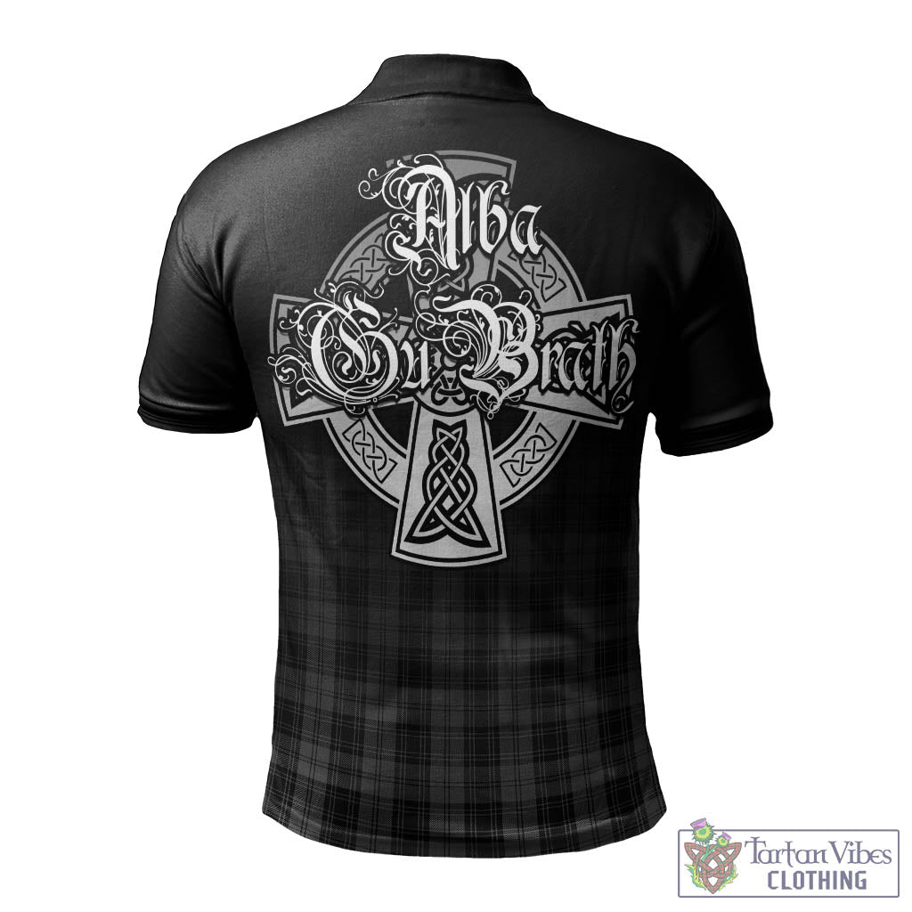 Tartan Vibes Clothing Douglas Grey Tartan Polo Shirt Featuring Alba Gu Brath Family Crest Celtic Inspired