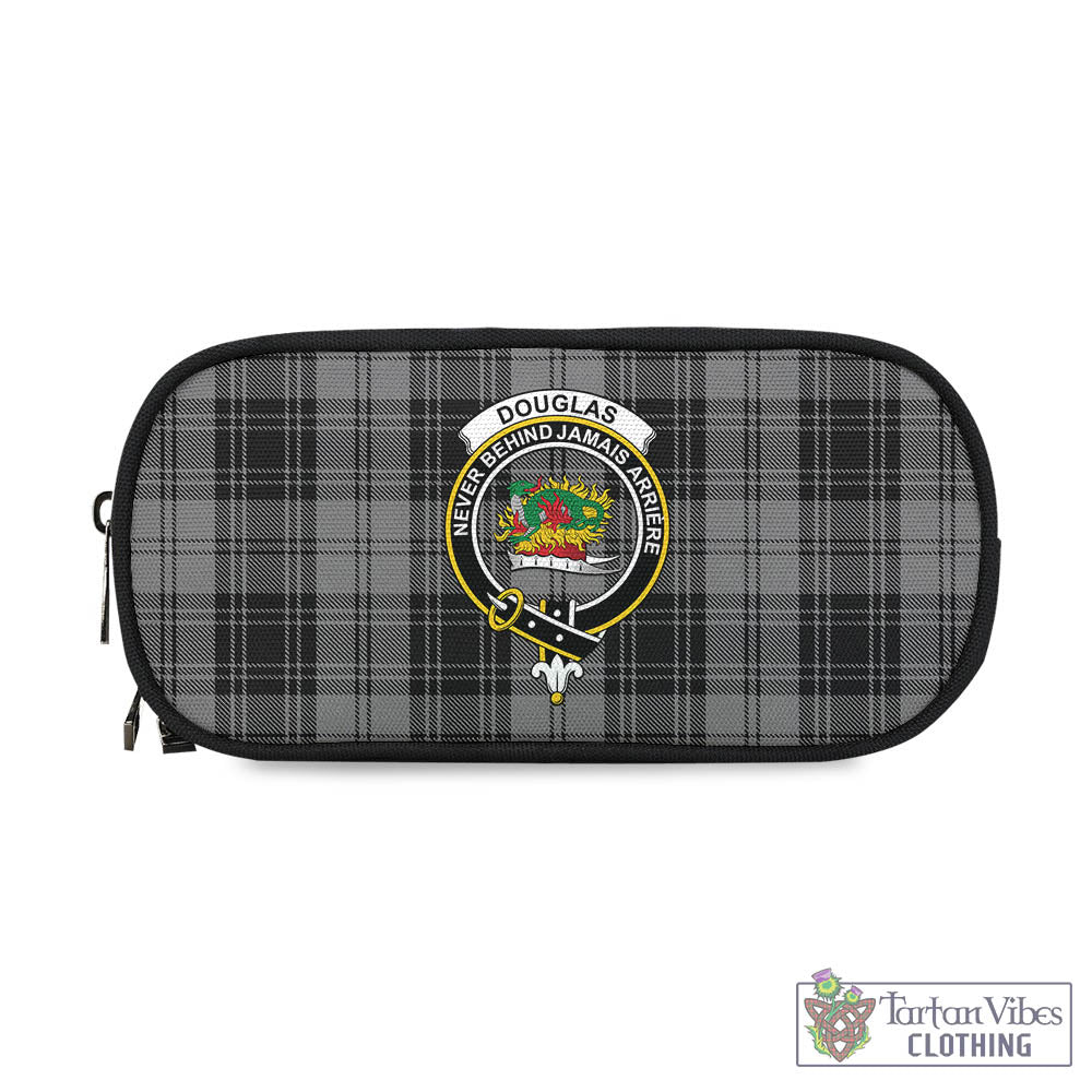 Tartan Vibes Clothing Douglas Grey Tartan Pen and Pencil Case with Family Crest