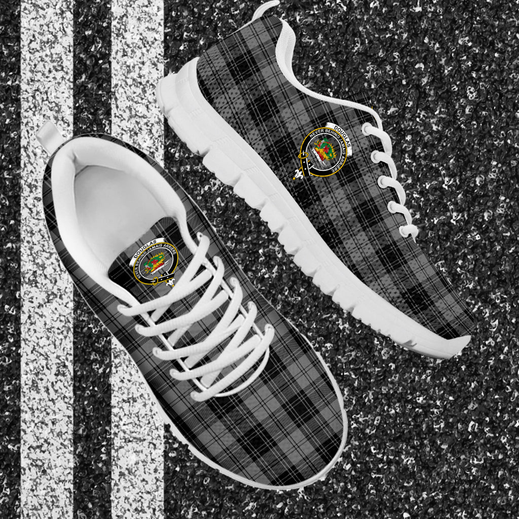 Douglas Grey Tartan Sneakers with Family Crest - Tartan Vibes Clothing