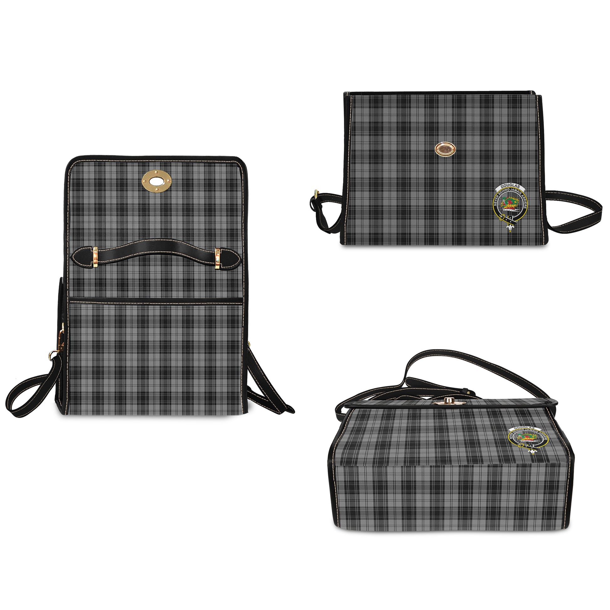 douglas-grey-tartan-leather-strap-waterproof-canvas-bag-with-family-crest