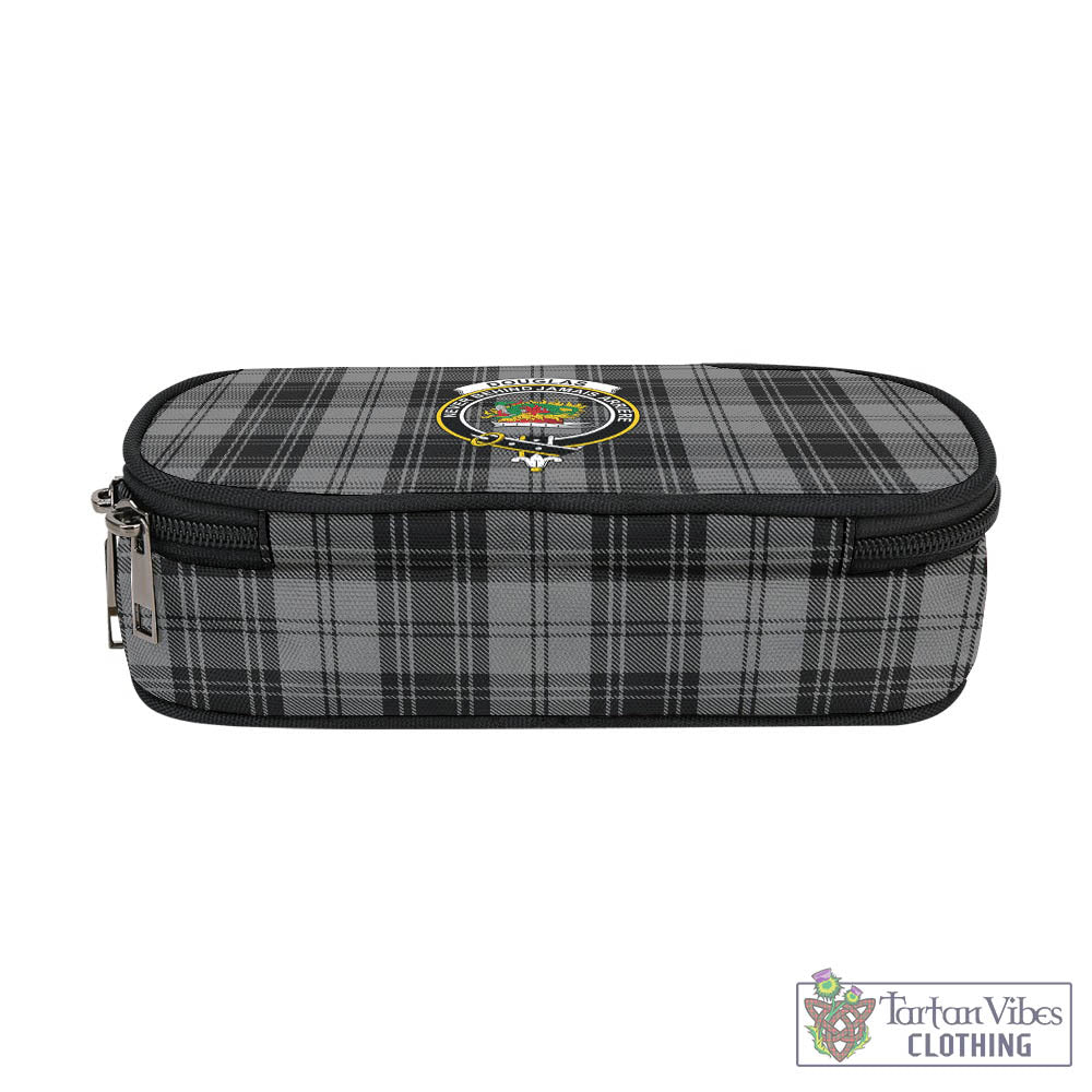 Tartan Vibes Clothing Douglas Grey Tartan Pen and Pencil Case with Family Crest