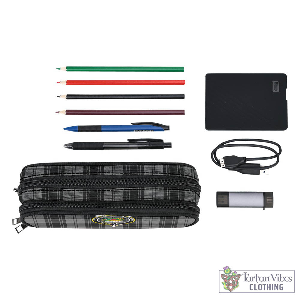 Tartan Vibes Clothing Douglas Grey Tartan Pen and Pencil Case with Family Crest