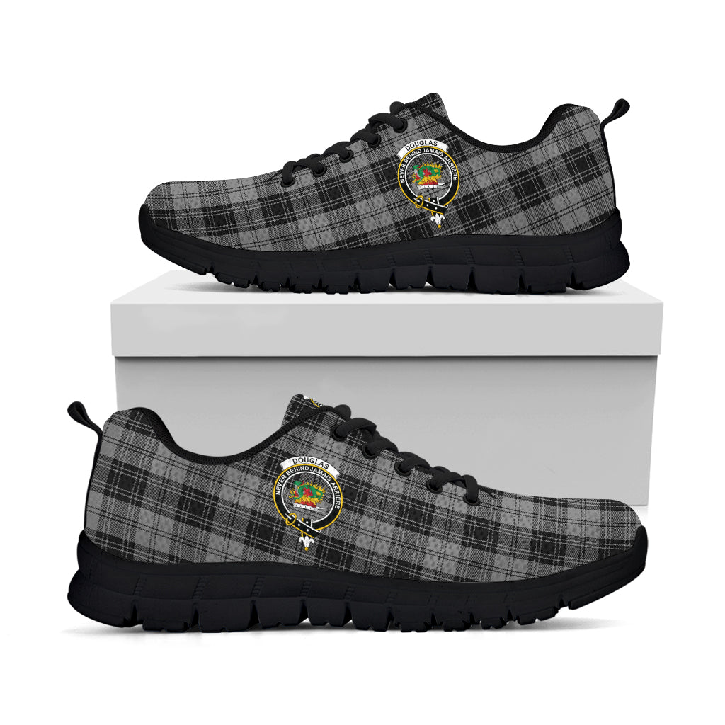 Douglas Grey Tartan Sneakers with Family Crest - Tartan Vibes Clothing