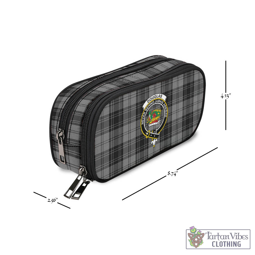 Tartan Vibes Clothing Douglas Grey Tartan Pen and Pencil Case with Family Crest