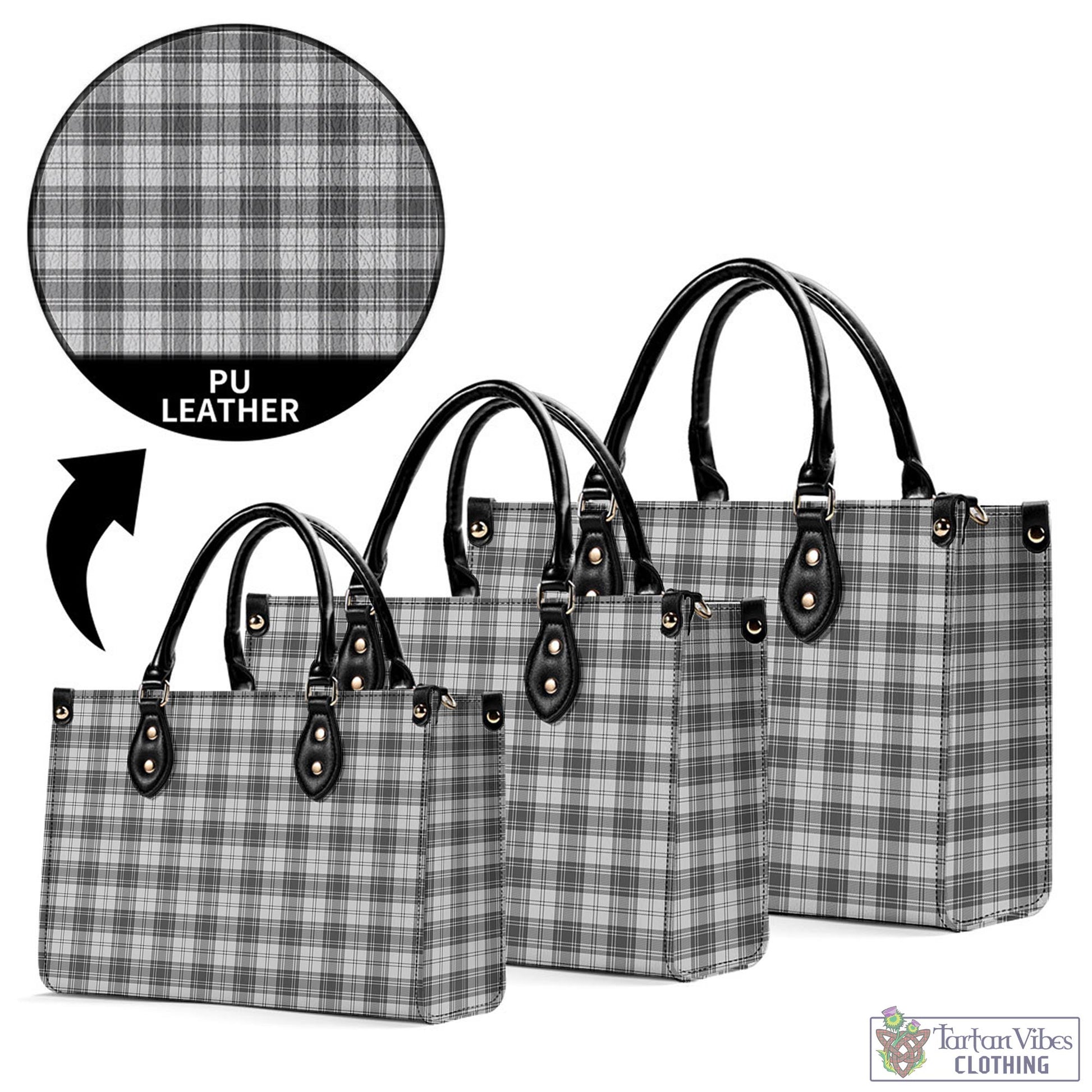 Tartan Vibes Clothing Douglas Grey Modern Tartan Luxury Leather Handbags