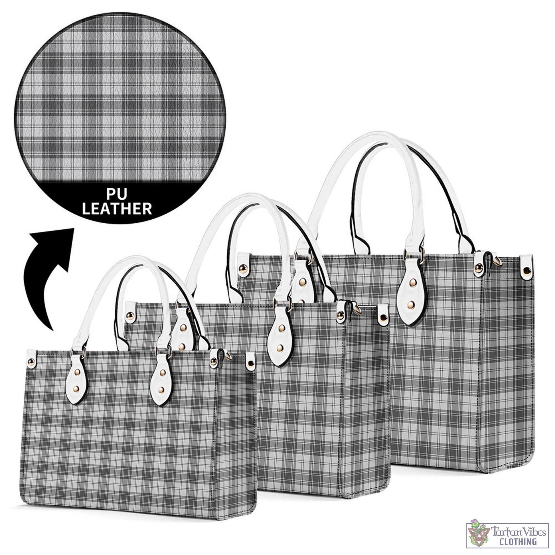 Tartan Vibes Clothing Douglas Grey Modern Tartan Luxury Leather Handbags