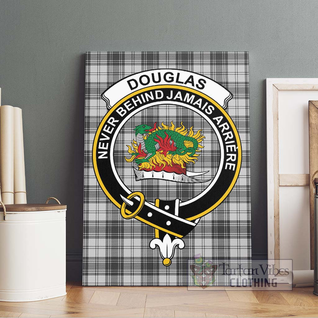 Douglas Grey Modern Tartan Canvas Print Wall Art with Family Crest Without Frame - Tartan Vibes Clothing