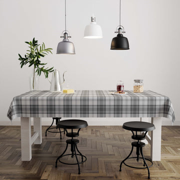 Douglas Grey Modern Tartan Tablecloth