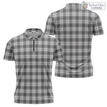 Douglas Grey Modern Tartan Zipper Polo Shirt