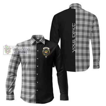 Douglas Grey Modern Tartan Long Sleeve Button Shirt with Family Crest and Half Of Me Style