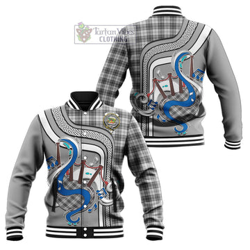 Douglas Grey Modern Tartan Baseball Jacket with Epic Bagpipe Style