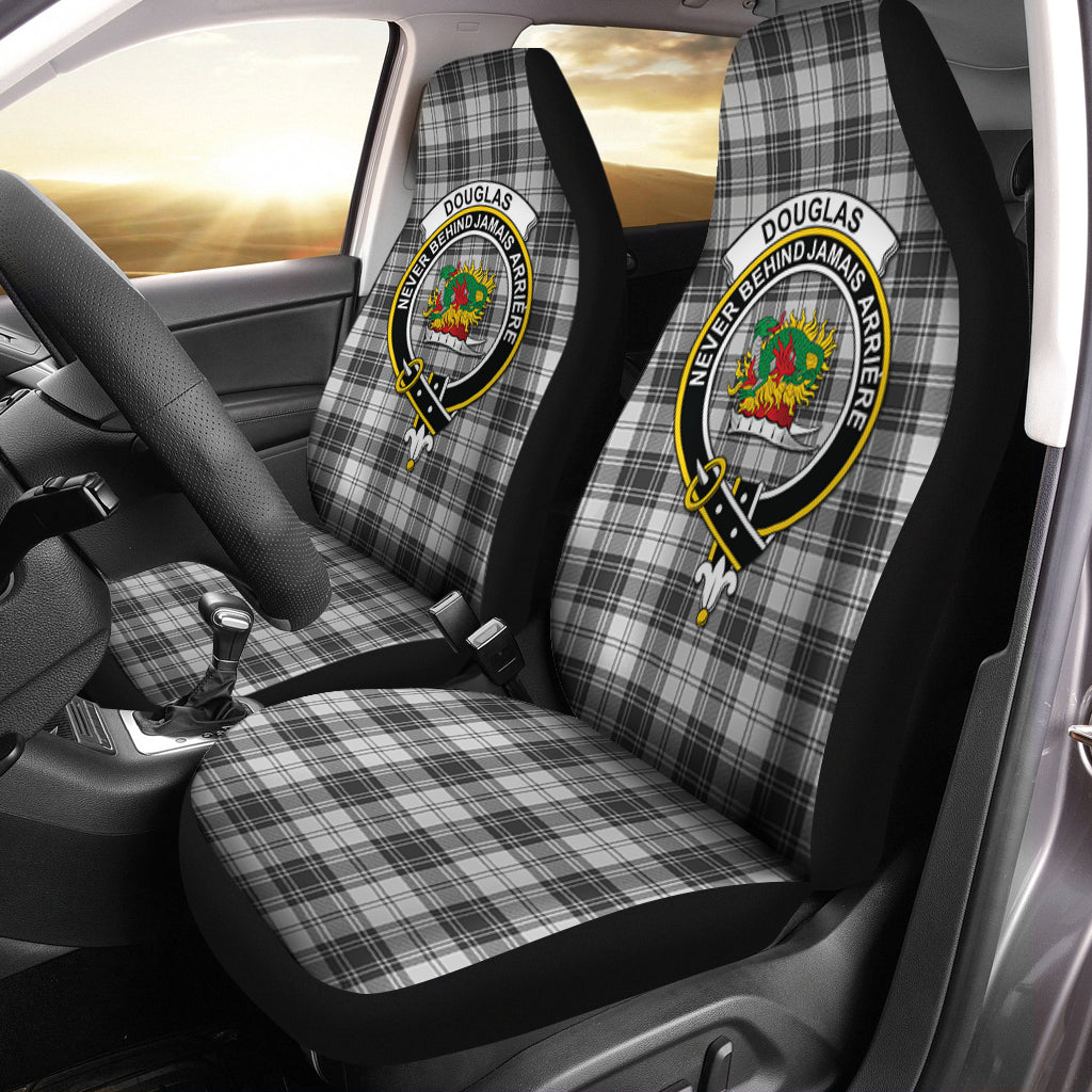 Douglas Grey Modern Tartan Car Seat Cover with Family Crest One Size - Tartanvibesclothing