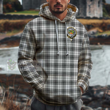 Douglas Grey Modern Tartan Cotton Hoodie with Family Crest