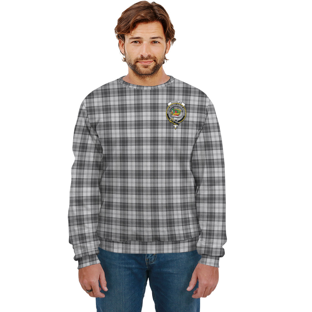 Douglas Grey Modern Tartan Sweatshirt with Family Crest Unisex - Tartan Vibes Clothing