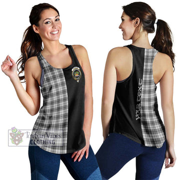 Douglas Grey Modern Tartan Women's Racerback Tanks with Family Crest and Half Of Me Style