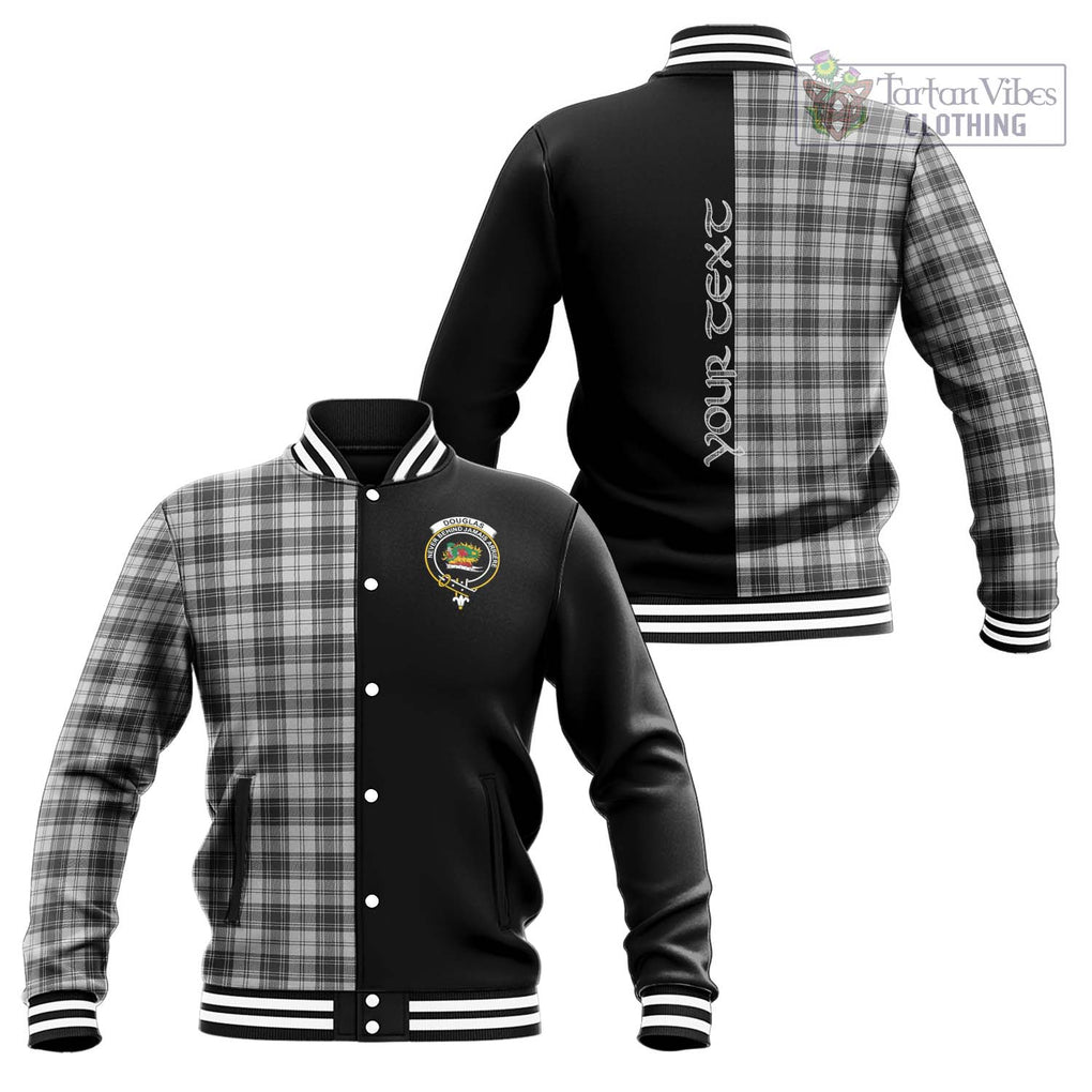 Douglas Grey Modern Tartan Baseball Jacket with Family Crest and Half Of Me Style Unisex - Tartanvibesclothing Shop