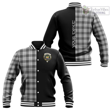 Douglas Grey Modern Tartan Baseball Jacket with Family Crest and Half Of Me Style