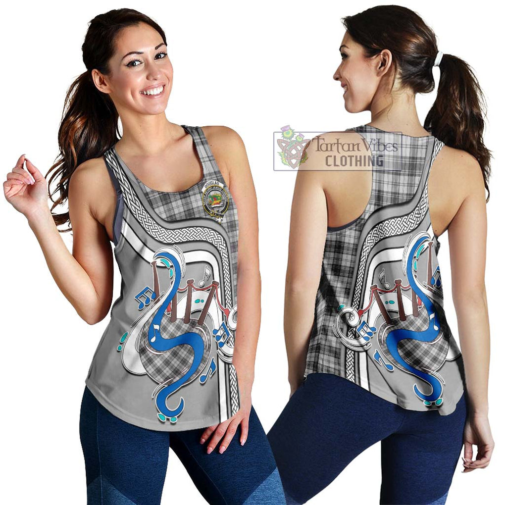 Douglas Grey Modern Tartan Women's Racerback Tanks with Epic Bagpipe Style 4XL - Tartanvibesclothing Shop