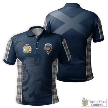 Douglas Grey Modern Tartan Men's Polo Shirt with Family Crest and Lion Rampant Vibes Sport Style