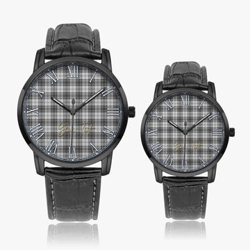 Douglas Grey Modern Tartan Personalized Your Text Leather Trap Quartz Watch