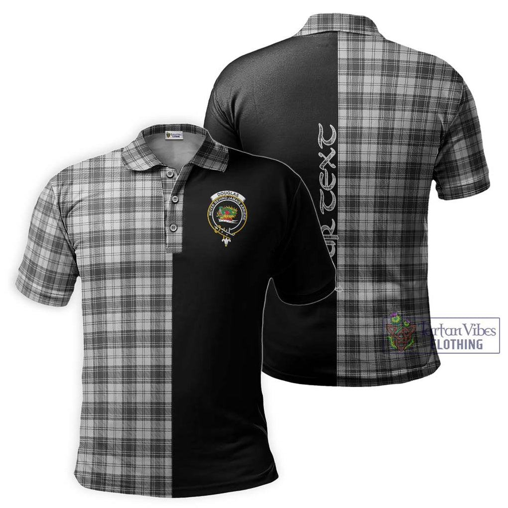 Douglas Grey Modern Tartan Polo Shirt with Family Crest and Half Of Me Style Kid - Tartanvibesclothing Shop