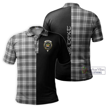 Douglas Grey Modern Tartan Polo Shirt with Family Crest and Half Of Me Style