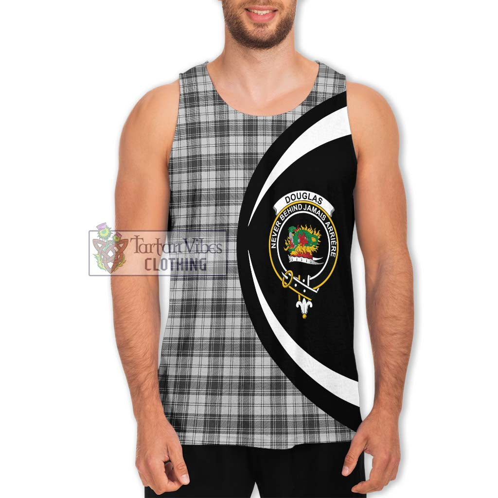 Douglas Grey Modern Tartan Men's Tank Top with Family Crest Circle Style Men - Tartan Vibes Clothing