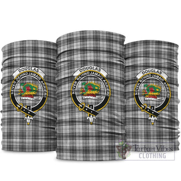 Douglas Grey Modern Tartan Neck Gaiters, Tartan Bandanas, Tartan Head Band with Family Crest