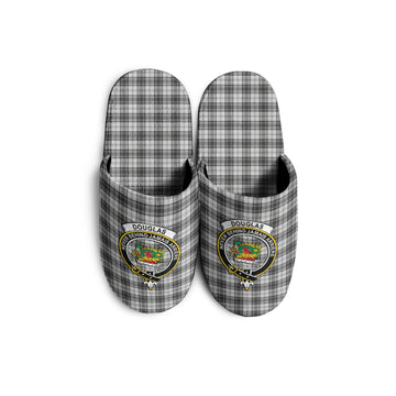 Douglas Grey Modern Tartan Home Slippers with Family Crest