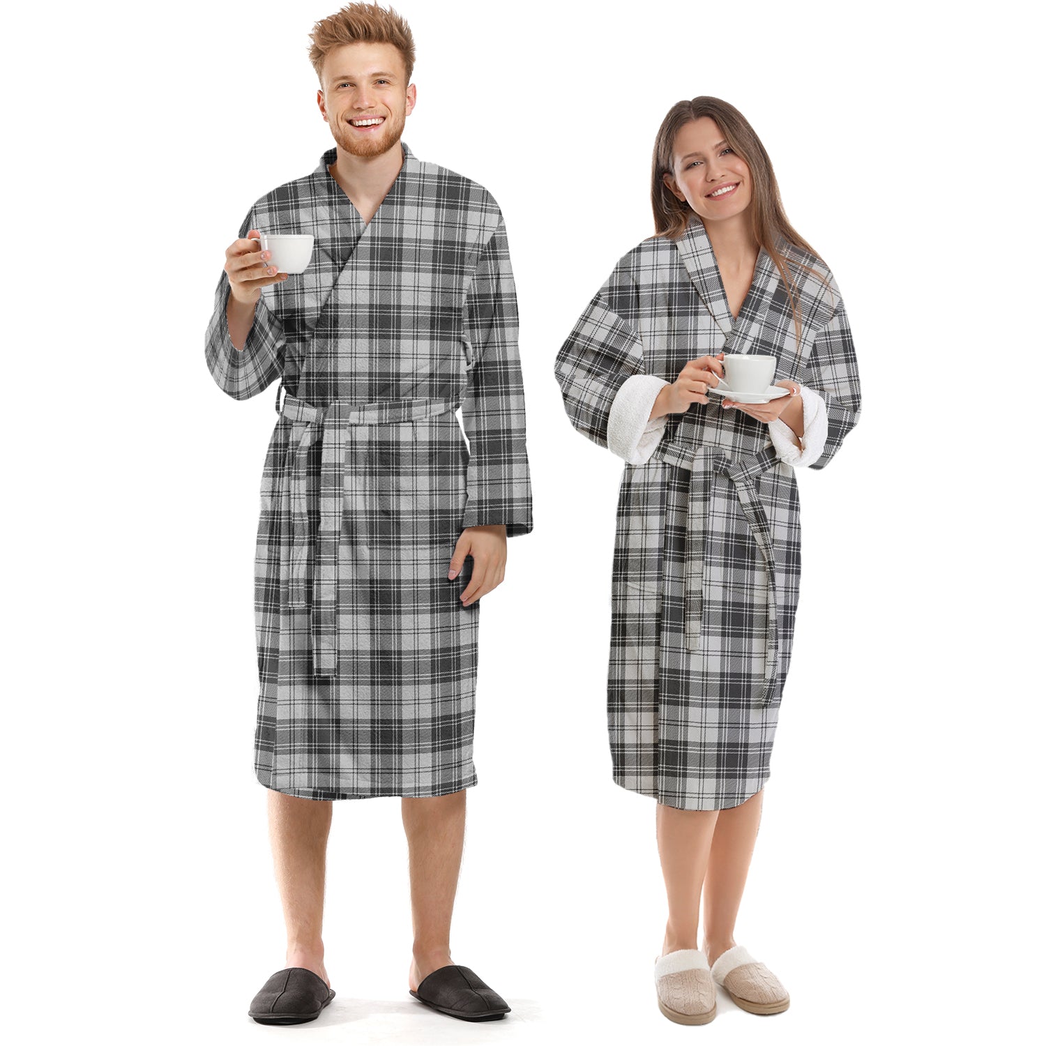 Douglas Grey Modern Tartan Bathrobe Unisex S - Tartan Vibes Clothing