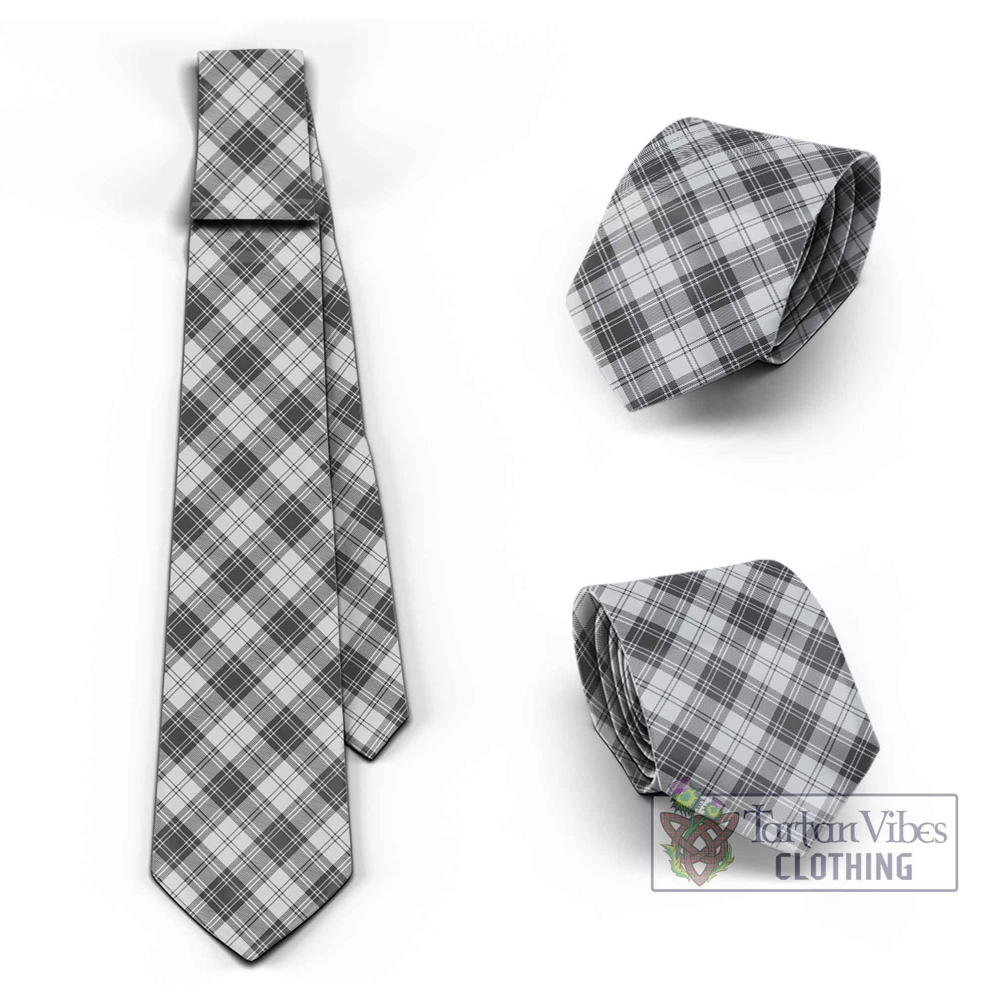 Tartan Vibes Clothing Douglas Grey Modern Tartan Classic Necktie Cross Style