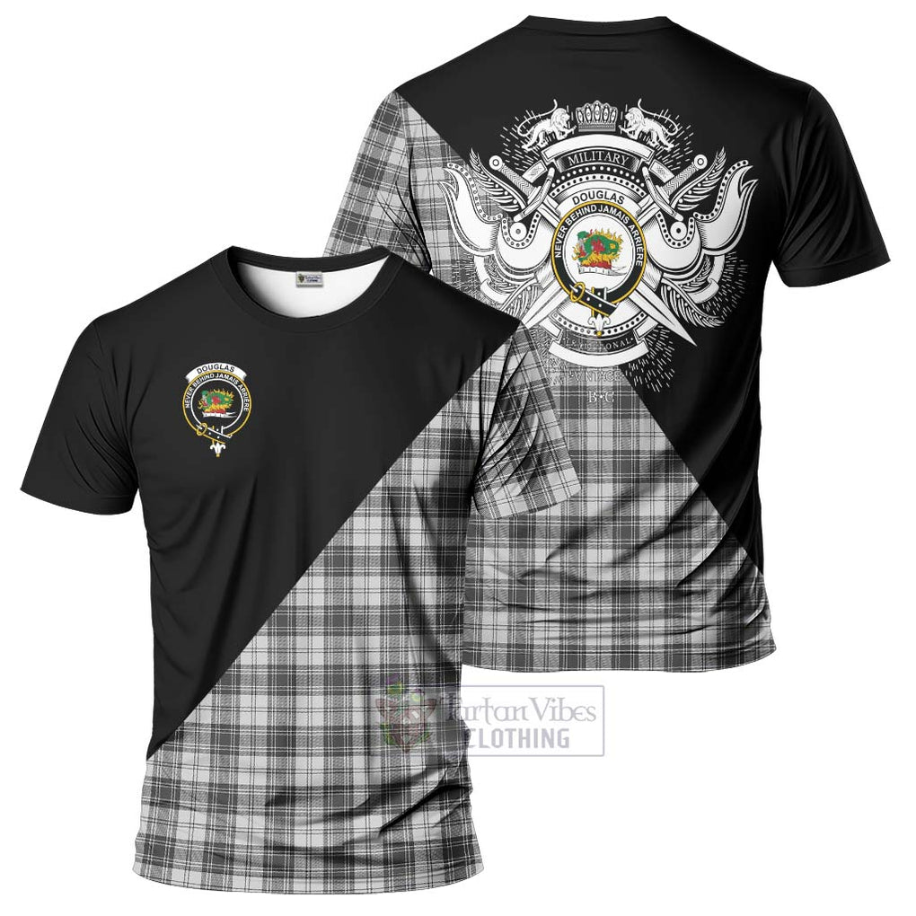 Douglas Grey Modern Tartan T-Shirt with Family Crest and Military Logo Style Kid's Shirt - Tartanvibesclothing Shop