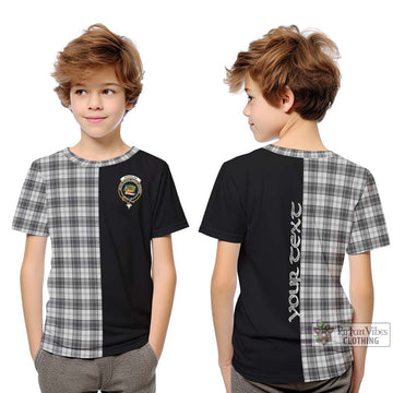 Douglas Grey Modern Tartan Kid T-Shirt with Family Crest and Half Of Me Style