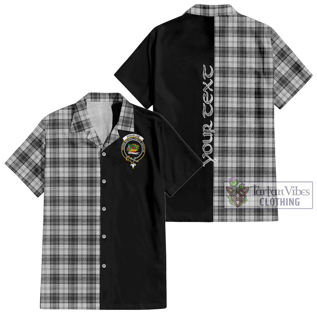 Douglas Grey Modern Tartan Short Sleeve Button Shirt with Family Crest and Half Of Me Style Kid - Tartanvibesclothing Shop