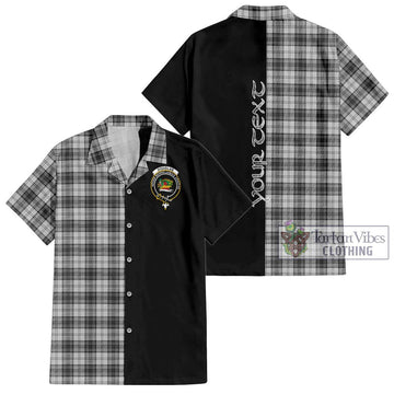 Douglas Grey Modern Tartan Short Sleeve Button Shirt with Family Crest and Half Of Me Style