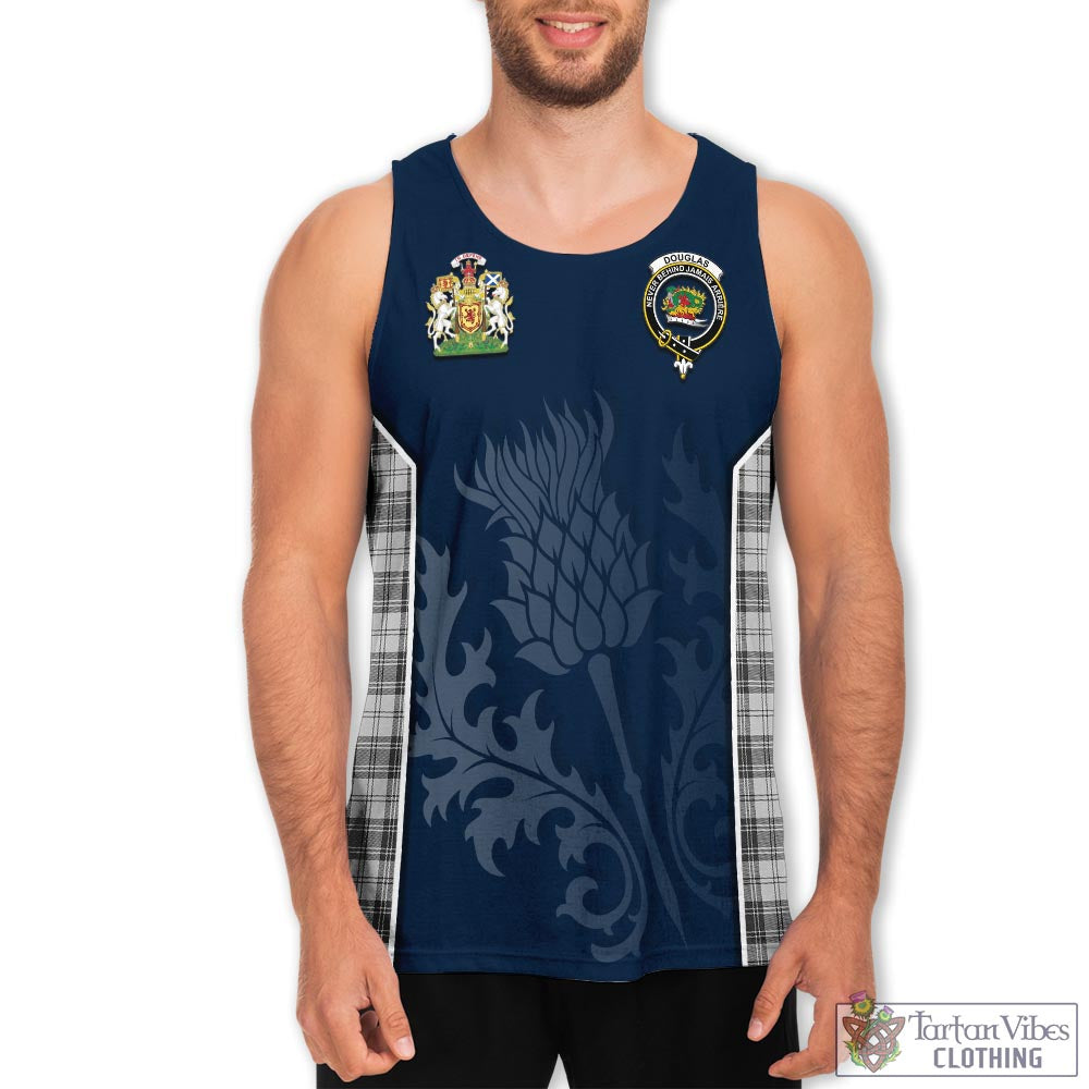 Tartan Vibes Clothing Douglas Grey Modern Tartan Men's Tanks Top with Family Crest and Scottish Thistle Vibes Sport Style