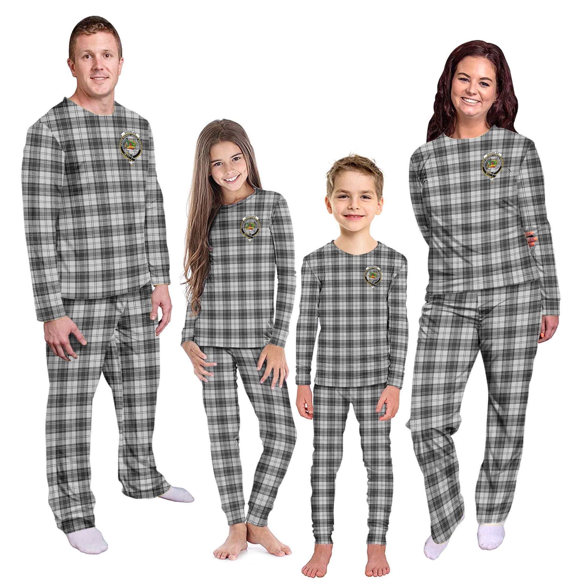 Douglas Grey Modern Tartan Pajamas Family Set with Family Crest Kid - Tartan Vibes Clothing