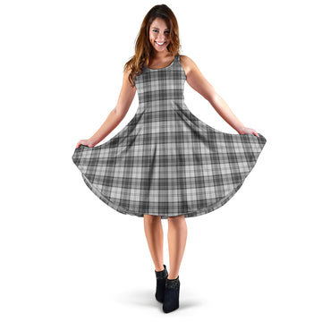 Douglas Grey Modern Tartan Sleeveless Midi Womens Dress