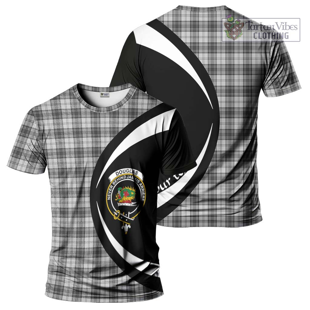 Tartan Vibes Clothing Douglas Grey Modern Tartan T-Shirt with Family Crest Circle Style