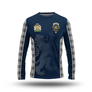 Douglas Grey Modern Tartan Long Sleeve T-Shirt with Family Crest and Lion Rampant Vibes Sport Style