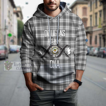 Douglas Grey Modern Tartan Hoodie with Family Crest DNA In Me Style