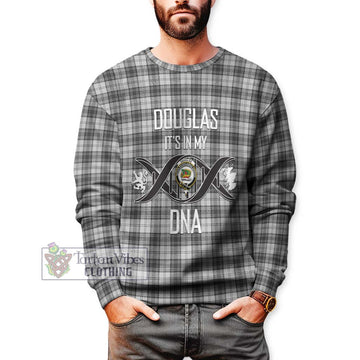 Douglas Grey Modern Tartan Sweatshirt with Family Crest DNA In Me Style