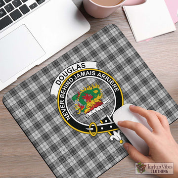 Douglas Grey Modern Tartan Mouse Pad with Family Crest