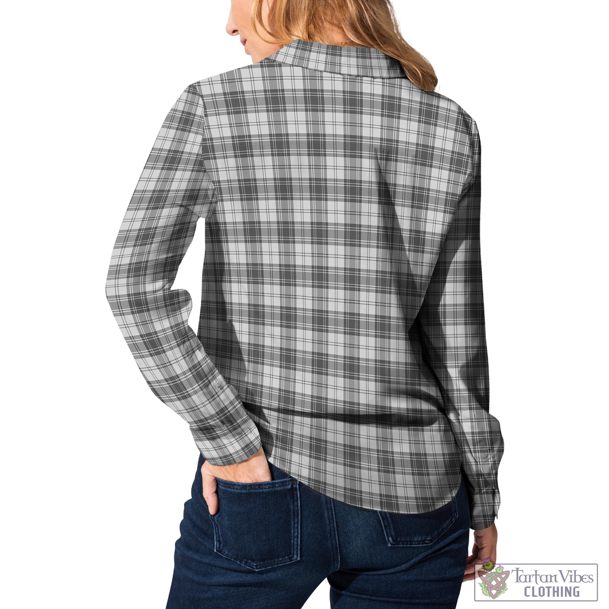 Douglas Grey Modern Tartan Womens Casual Shirt