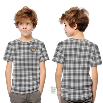 Douglas Grey Modern Tartan Kid T-Shirt with Family Crest